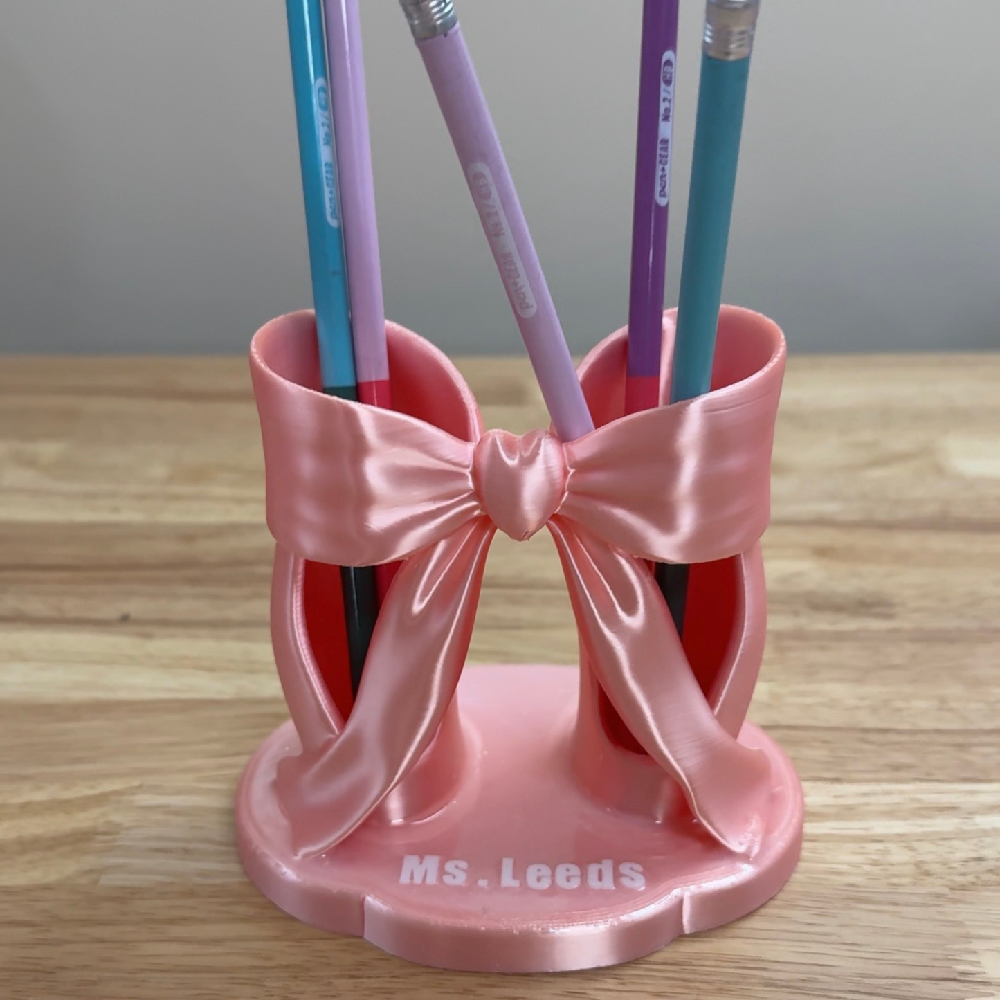 Custom Name Bow Pencil Holder